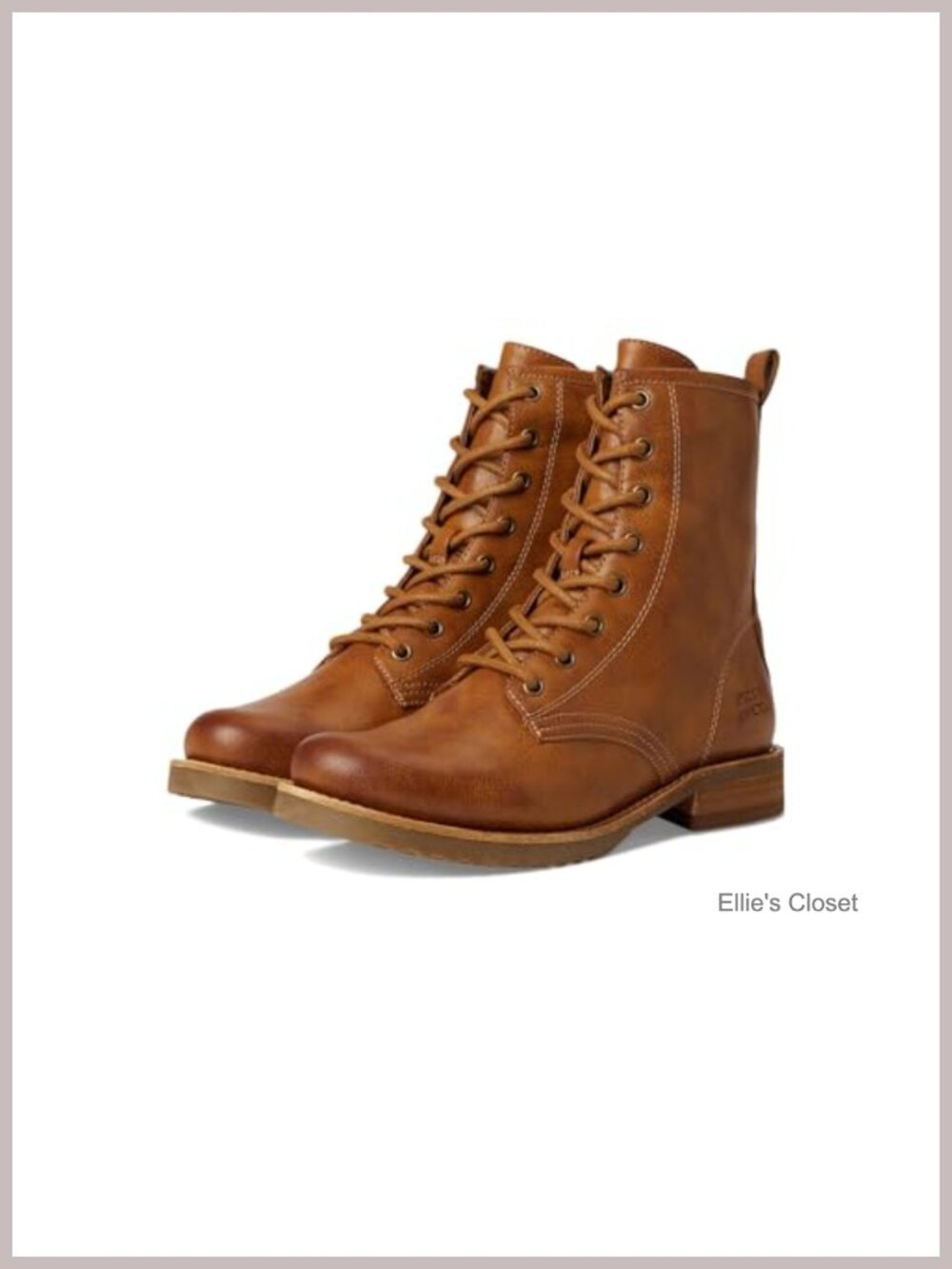 Combat Boots Tumbled Leather Block Heel Ankle Booties Lace Up